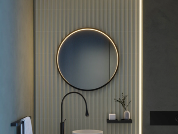 FUTON W - OLED round framed aluminium mirror by Intra lighting - view 2